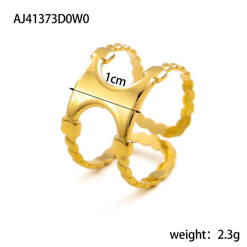 Bague matelassée en acier titane — motif losange