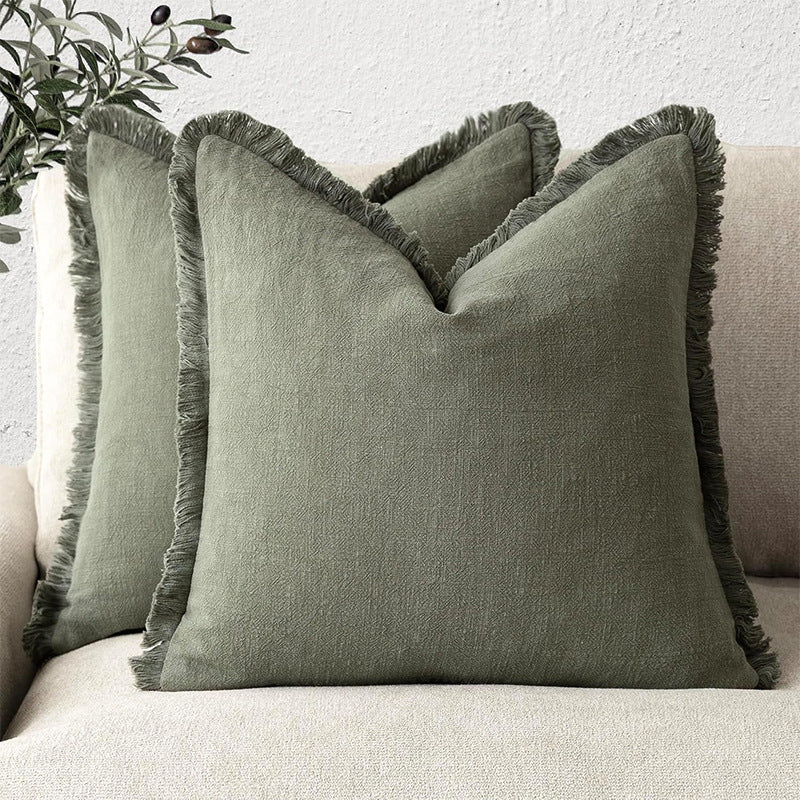 Housse de coussin à franges, coton bohème — coloris