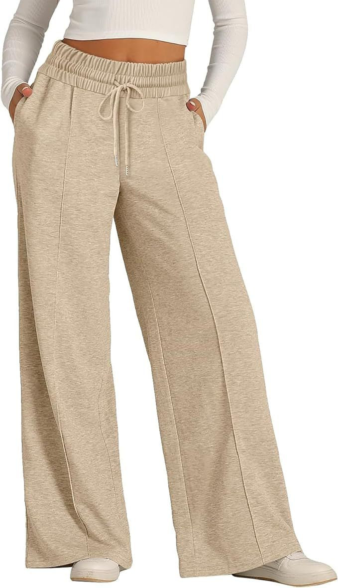 Pantalon large en molleton, pli marqué devant — coloris
