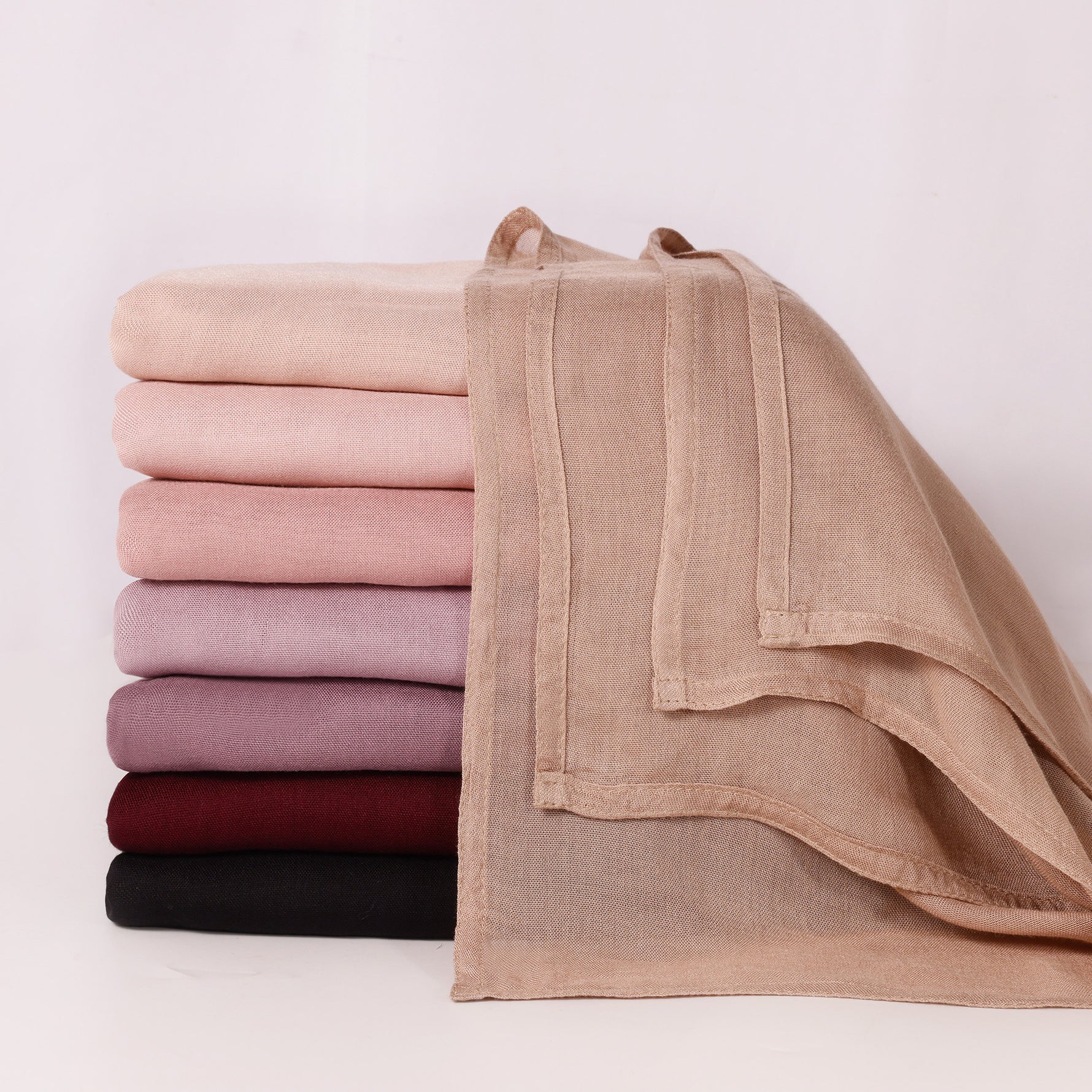 Écharpe unie en mélange coton-lin — respirante, 28 coloris