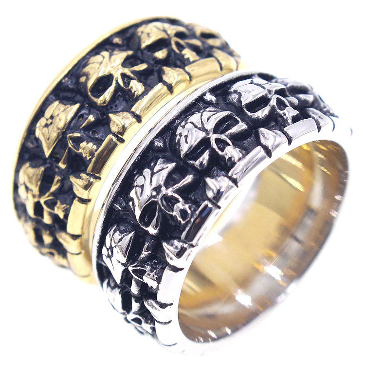 Bague homme en acier titane — motif gravé, ligne punk