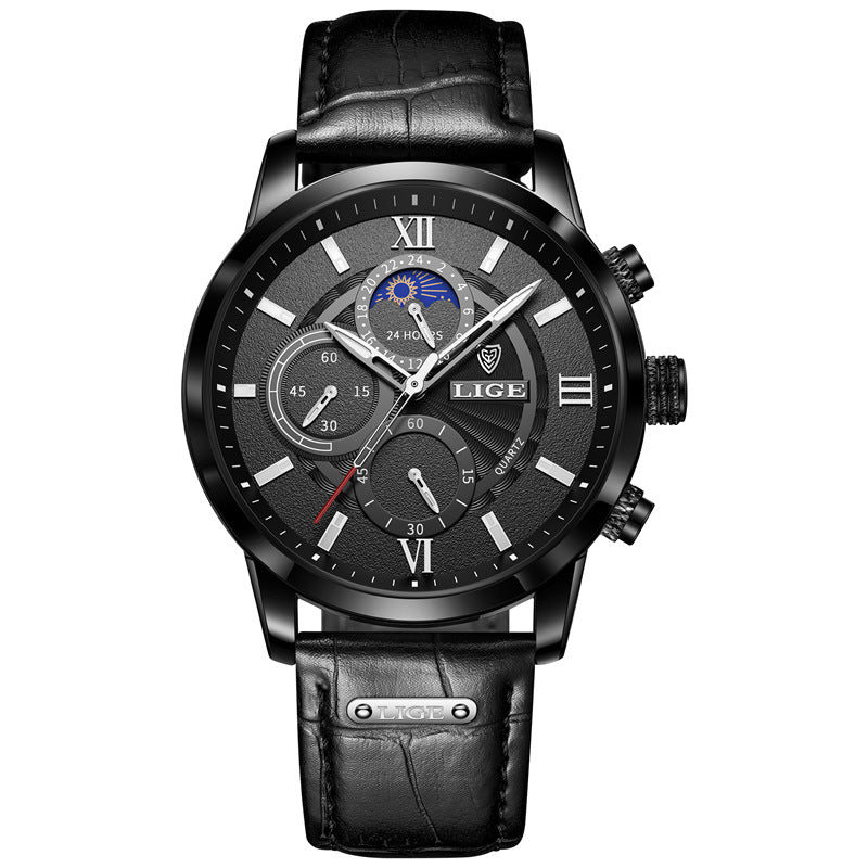 Montre homme multifonction à trois compteurs et bracelet cui — coloris