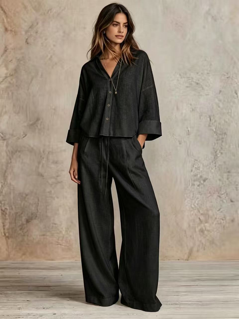 Ensemble 2 pièces — chemise ample et pantalon large