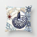 Housse de coussin à motifs marins, esprit méditerranéen — coloris
