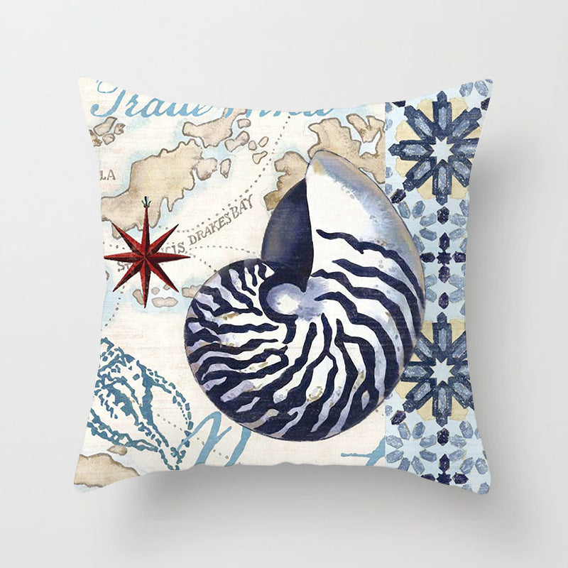 Housse de coussin à motifs marins, esprit méditerranéen — coloris
