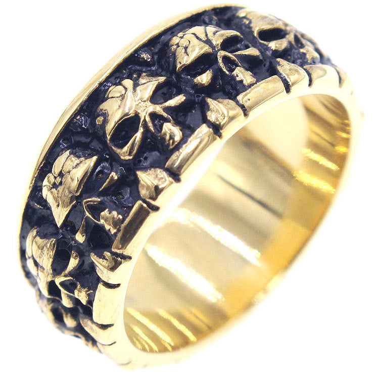 Bague homme en acier titane — motif gravé, ligne punk
