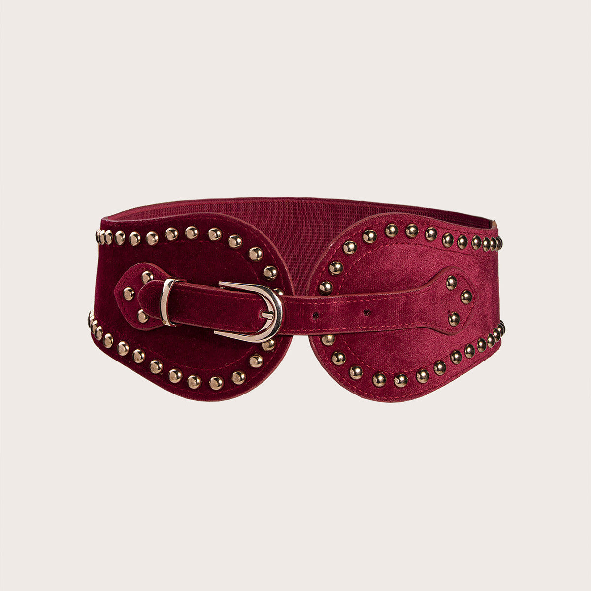 Ceinture large élastique en suédine cloutée