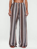 Pantalon de plage en maille crochet ajourée — motif vagues — coloris