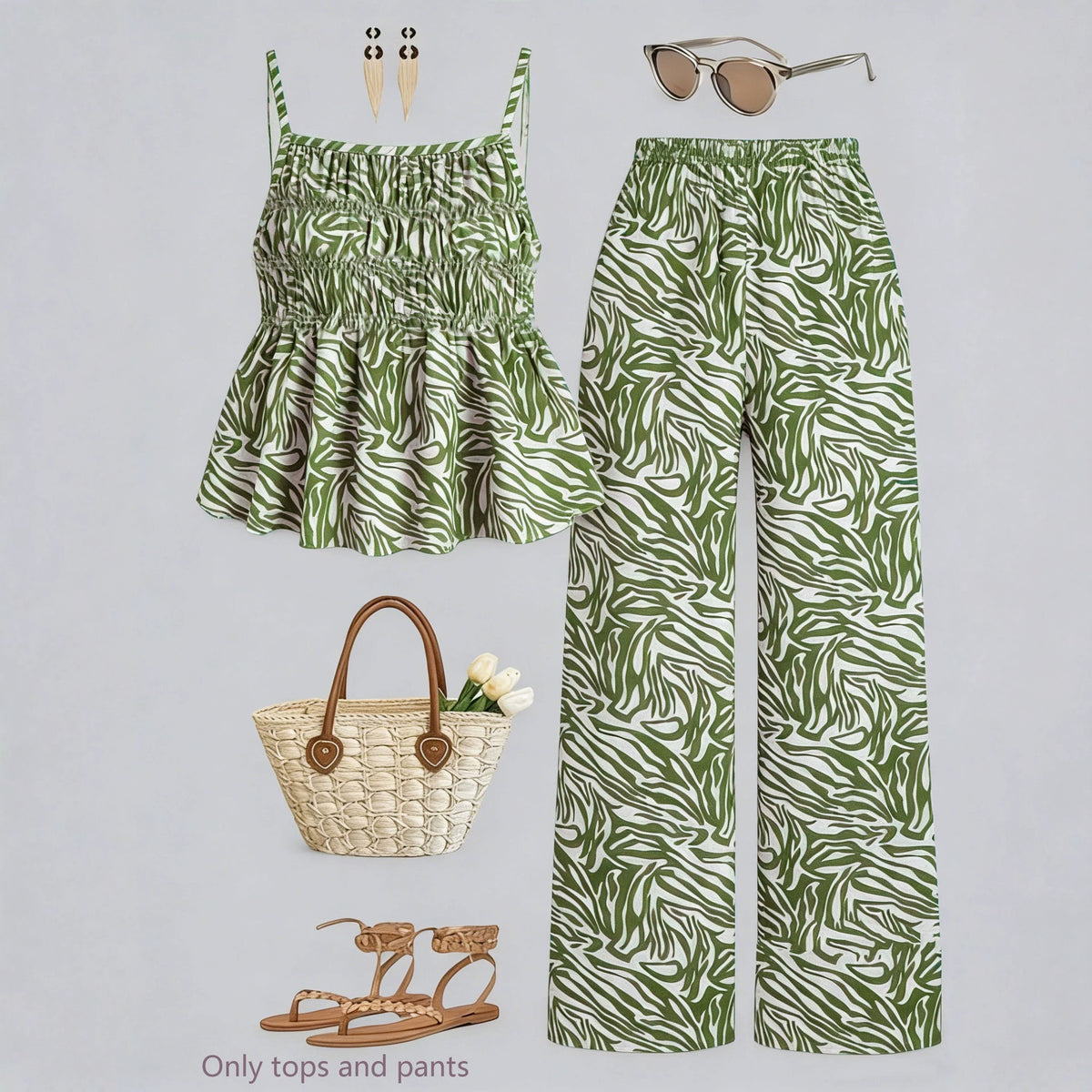 Ensemble 2 pièces — caraco froncé et pantalon large