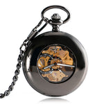 Montre de poche mécanique à couvercle ciselé et cadran bleu