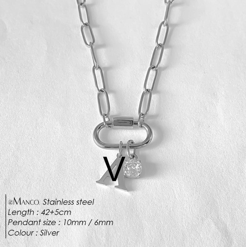 Collier lettre à personnaliser — initiale A à Z, acier inoxy — coloris
