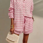 Ensemble chemise ample et short assorti à rayures