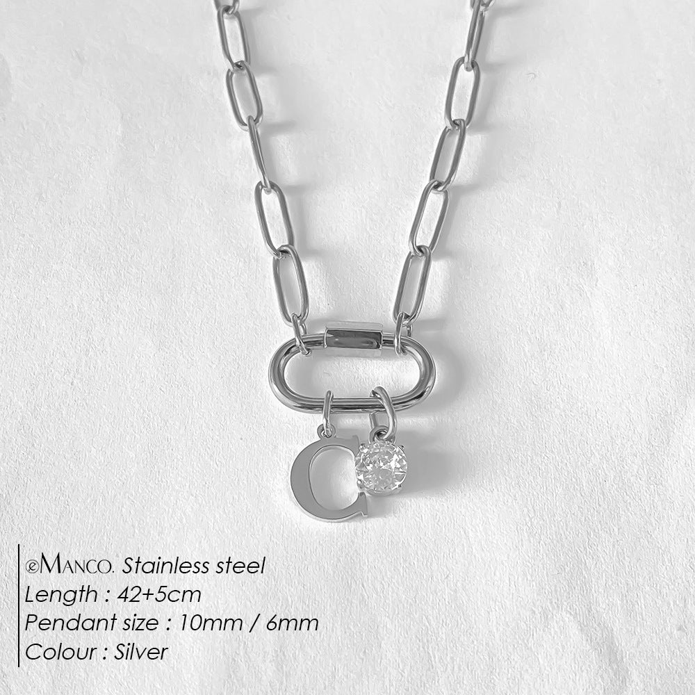 Collier lettre à personnaliser — initiale A à Z, acier inoxy — coloris
