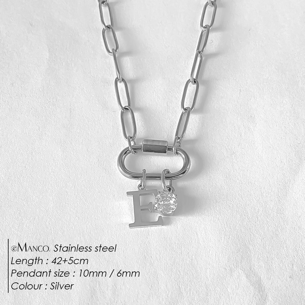 Collier lettre à personnaliser — initiale A à Z, acier inoxy — coloris