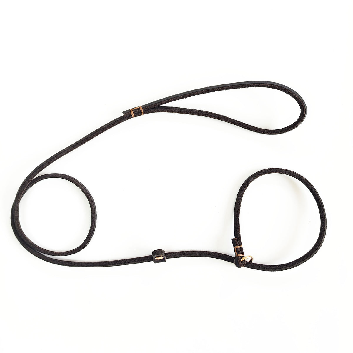 Laisse-collier coulissante en cuir tressé
