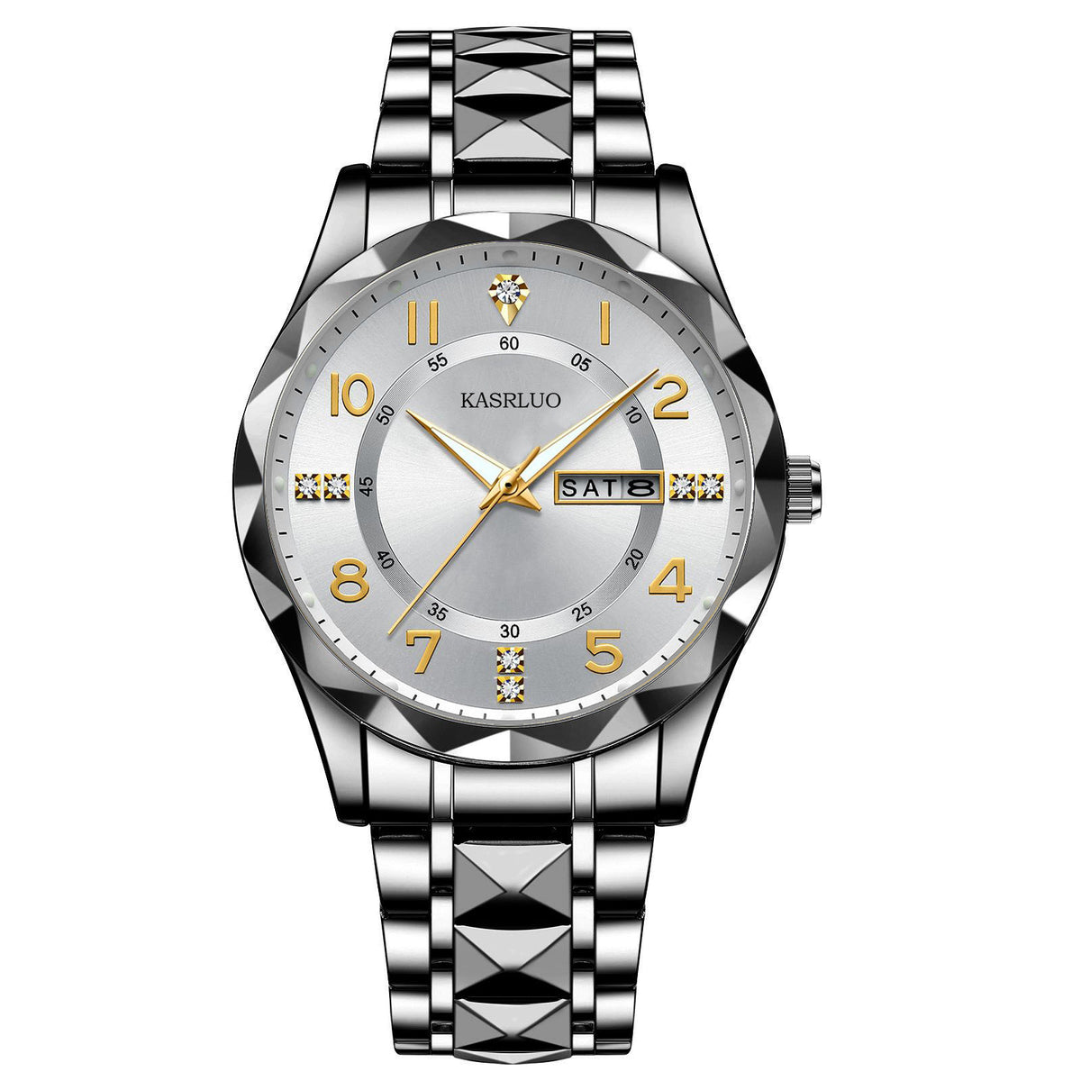 Montre homme à double calendrier et index lumineux