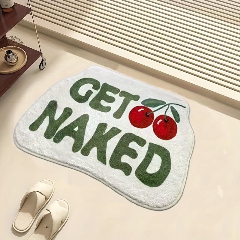 Tapis de bain à bord découpé — lettres et cerises