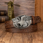 Ceinture western homme à boucle ovale aigle, bande pavée en  — coloris