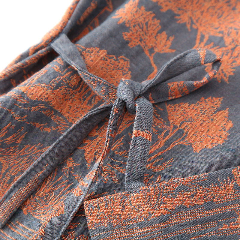 Peignoir kimono long en gaze de coton