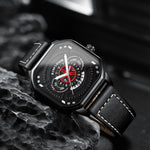 Montre homme carrée à cadran sport et bracelet cuir