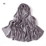 Foulard long en satin jacquard — motif tissé, 12 coloris