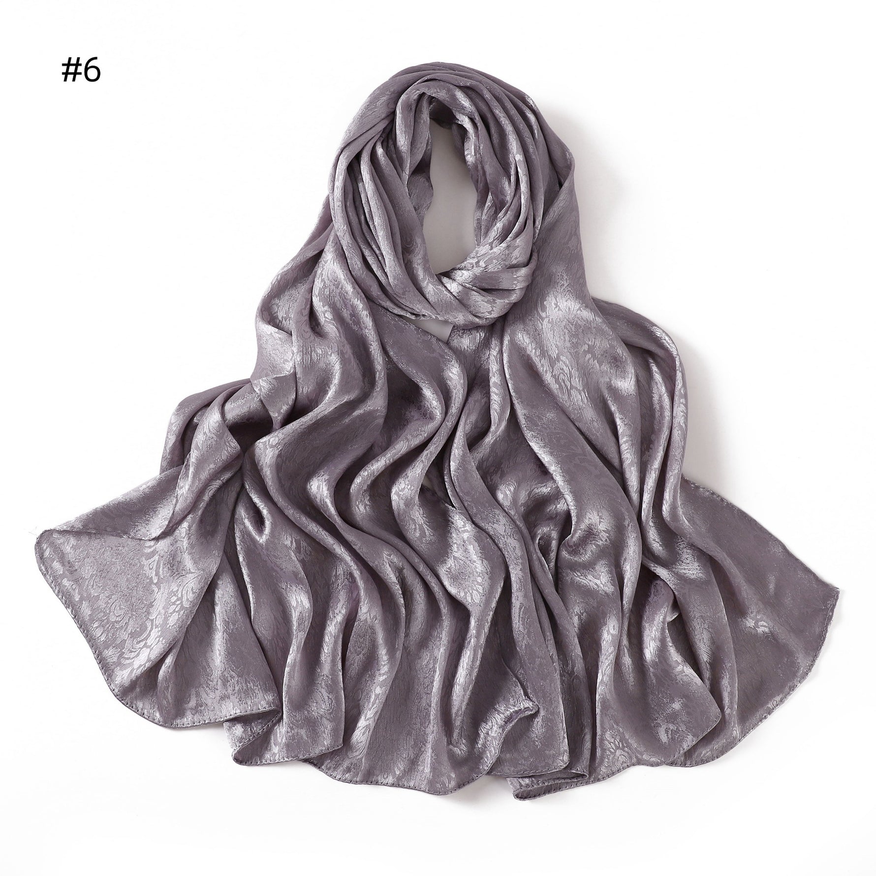Foulard long en satin jacquard — motif tissé, 12 coloris