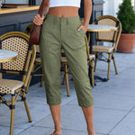 Pantalon femme taille haute à poches plaquées