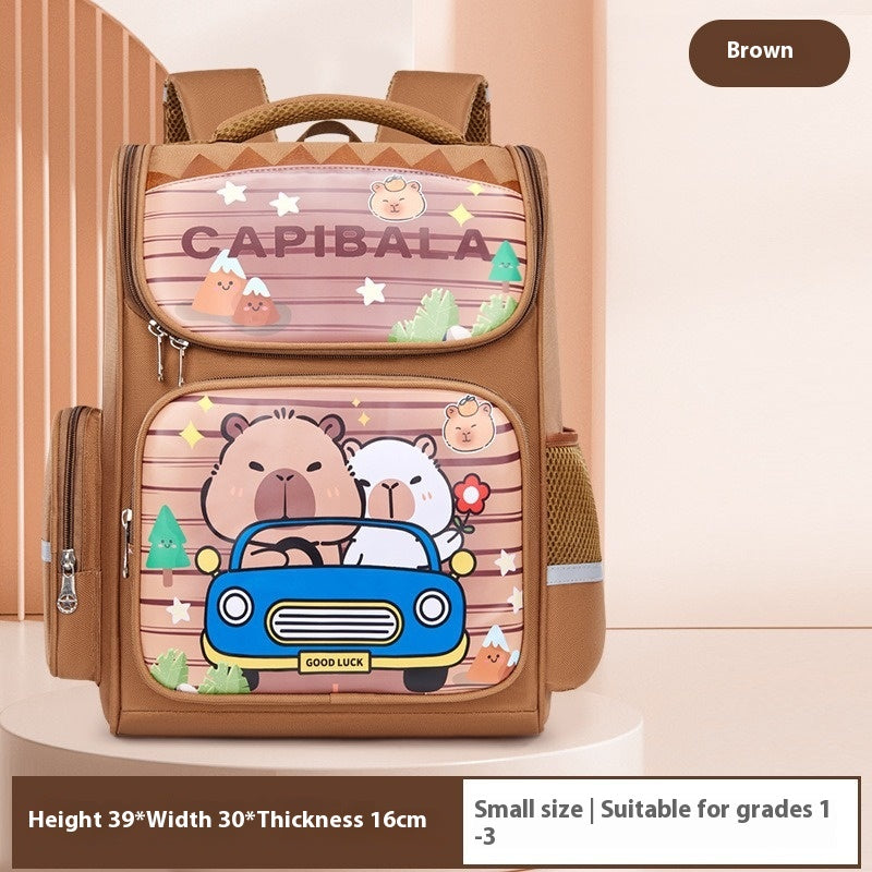 Cartable primaire à motif capybara — petit ou grand format