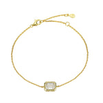 Bracelet en argent 925 à pierre taille émeraude — moissanite sertie clos