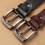 Ceinture homme en cuir — boucle à ardillon, gris ou café