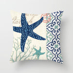 Housse de coussin à motifs marins, esprit méditerranéen