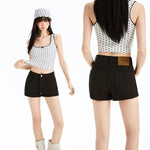 Short en jean blanc taille haute — coupe droite
