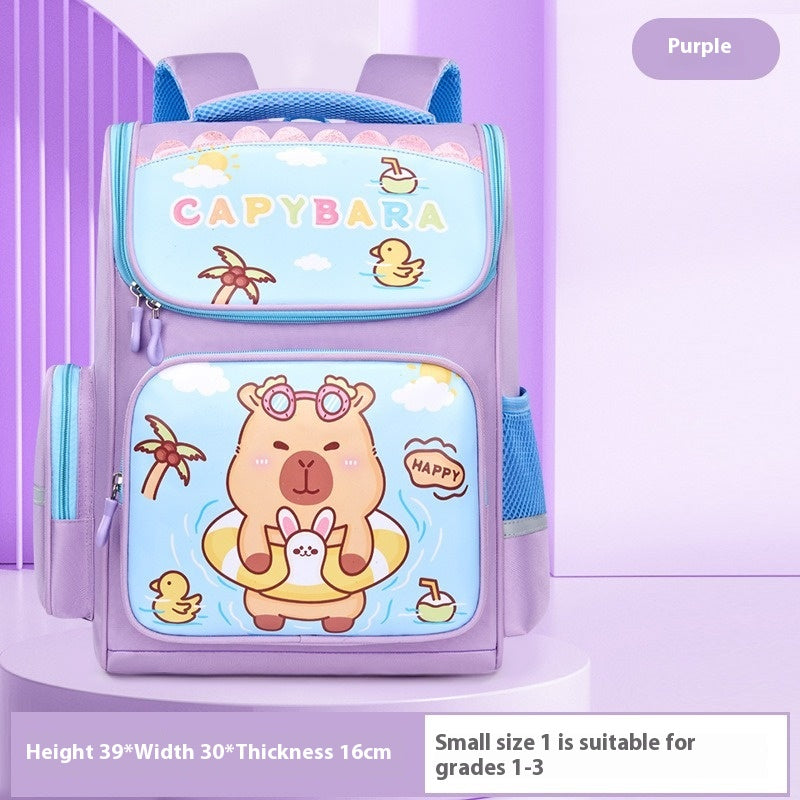 Cartable primaire à motif capybara — petit ou grand format — coloris