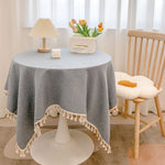 Nappe en coton-lin à pompons, tombé souple — coloris