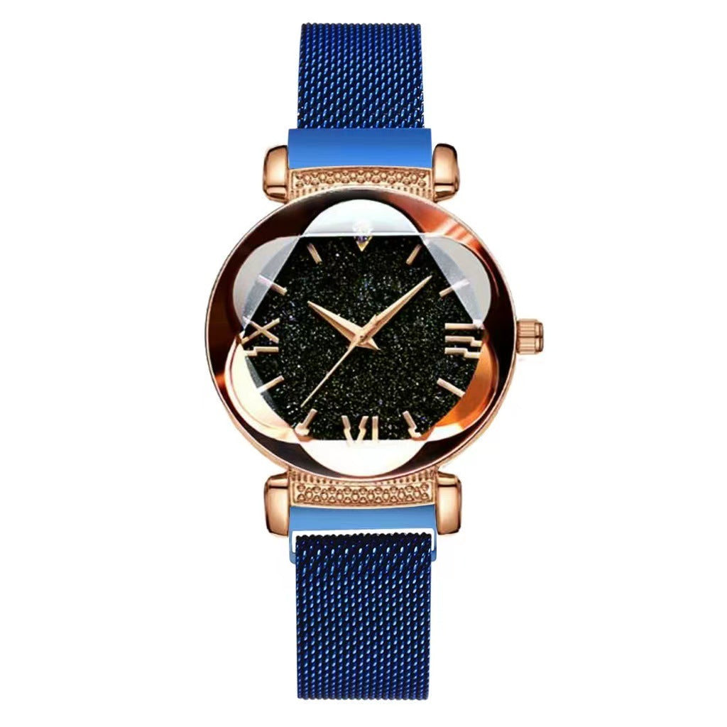 Montre femme cadran ciel étoilé, bracelet milanais magnétiqu — coloris