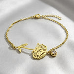 Bracelet fleur de naissance — les 12 mois, acier inoxydable