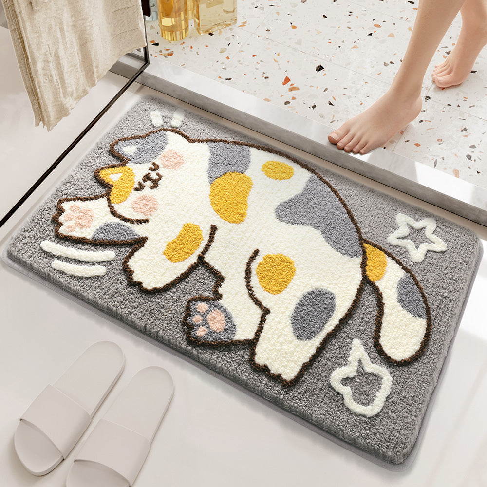 Tapis de bain floqué à motif animalier