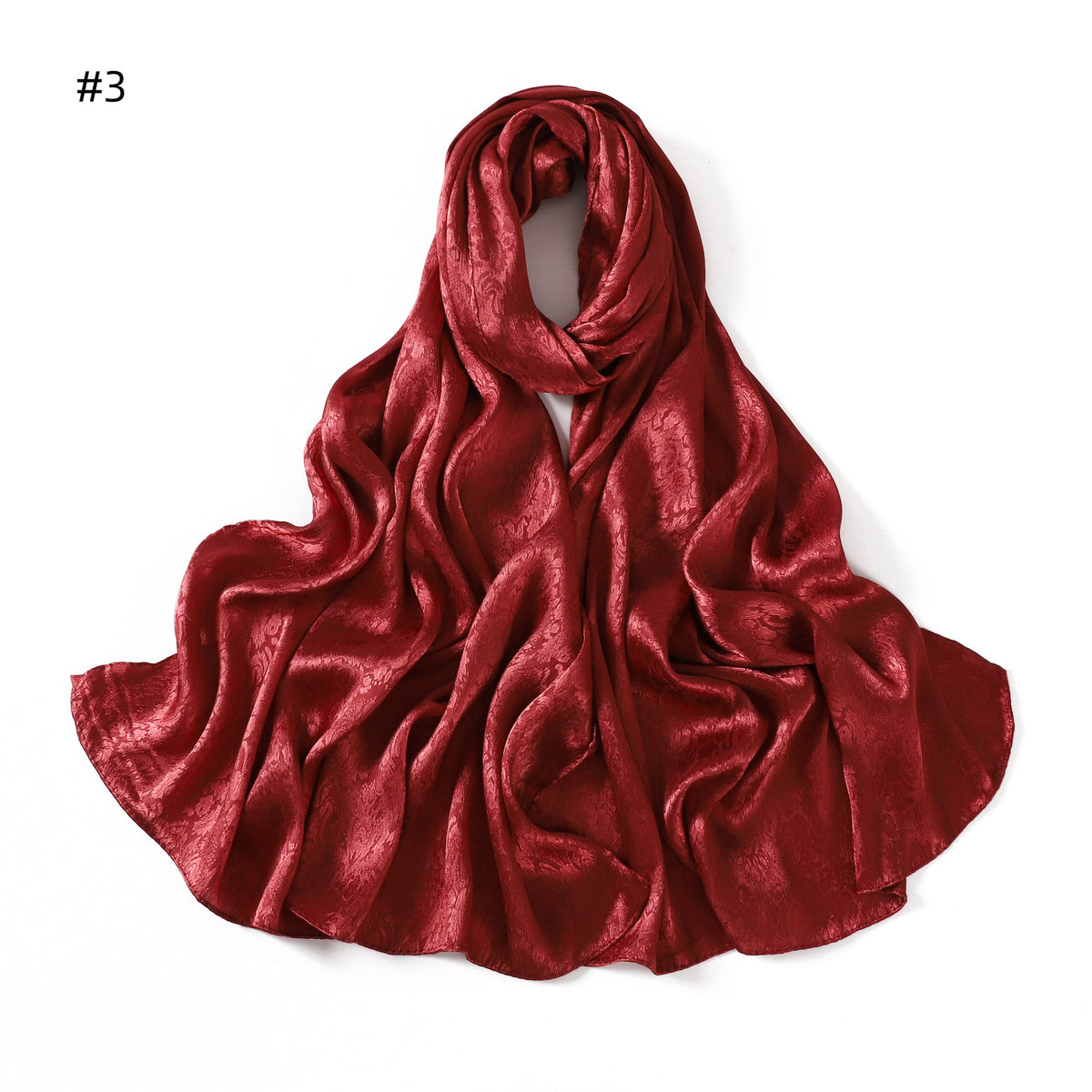 Foulard long en satin jacquard — motif tissé, 12 coloris — coloris