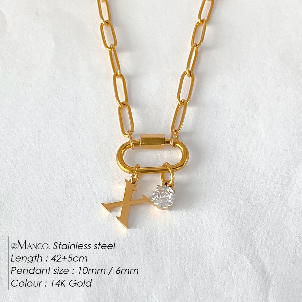 Collier lettre à personnaliser — initiale A à Z, acier inoxy — coloris