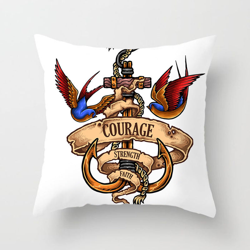 Housse de coussin à motifs marins, esprit méditerranéen — coloris