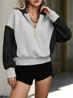 Sweat à capuche demi-zip bicolore — coupe décontractée — coloris
