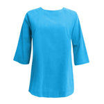 Blouse ample à col rond et manches trois-quarts — coupe trapèze