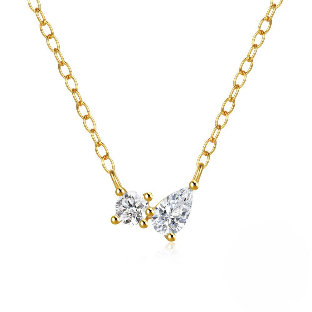 Pendentif en argent 925 plaqué or 18 carats — collier zircons 45 cm ajustable