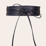 Ceinture large à nouer en simili, taille marquée — coloris