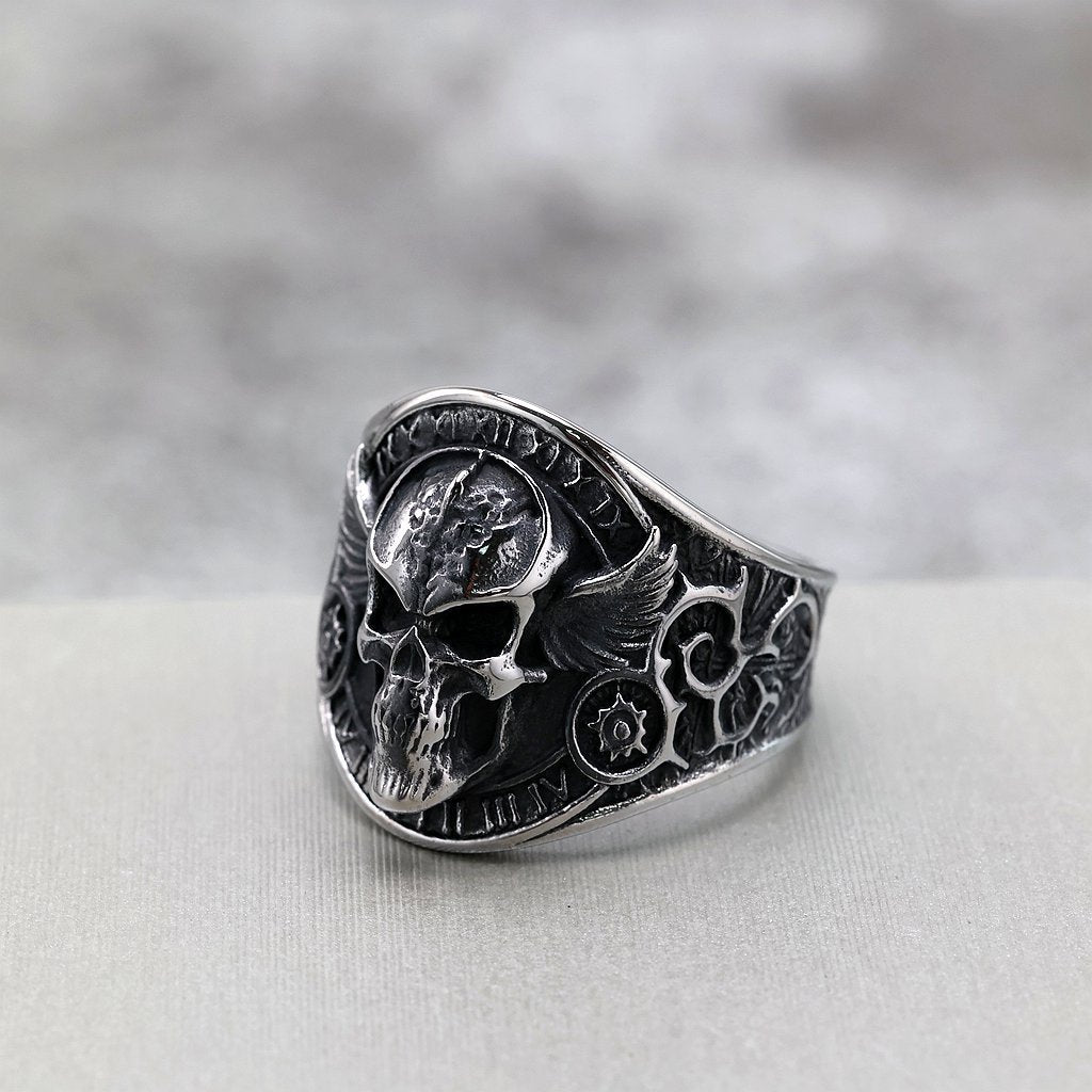 Bague homme tête de mort en acier inoxydable