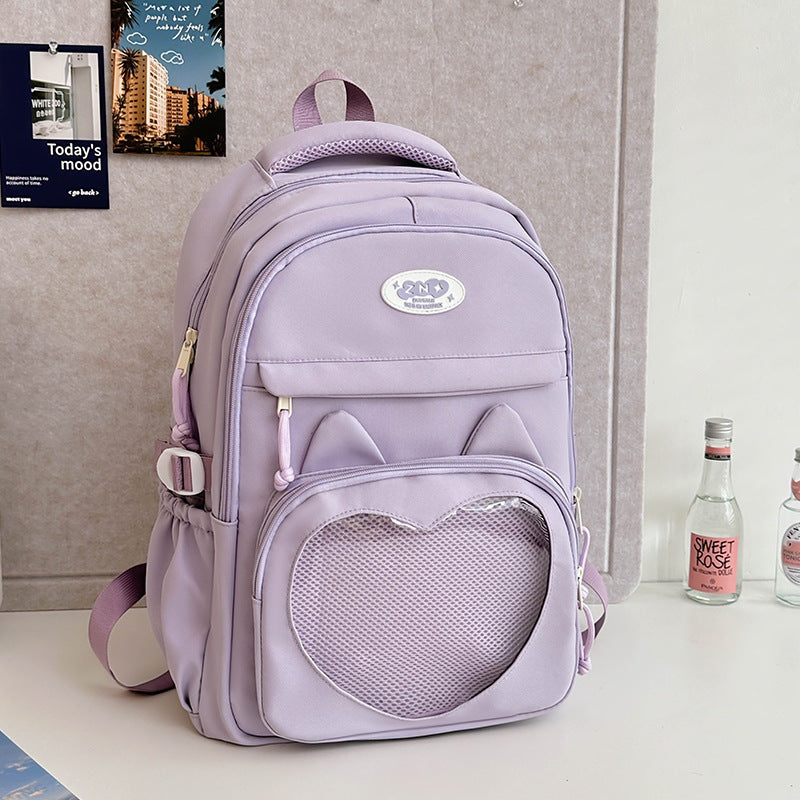 Sac à dos écolier à badges — avec ou sans breloque — coloris