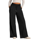 Pantalon large en molleton, pli marqué devant