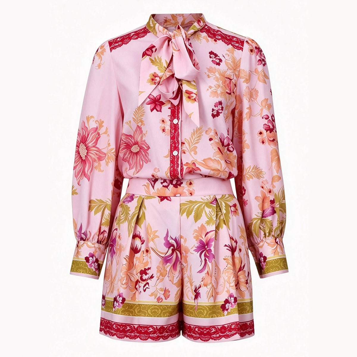 Ensemble 2 pièces — chemise à manches ballon et short