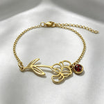 Bracelet fleur de naissance — les 12 mois, acier inoxydable — coloris