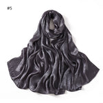 Foulard long en satin jacquard — motif tissé, 12 coloris — coloris